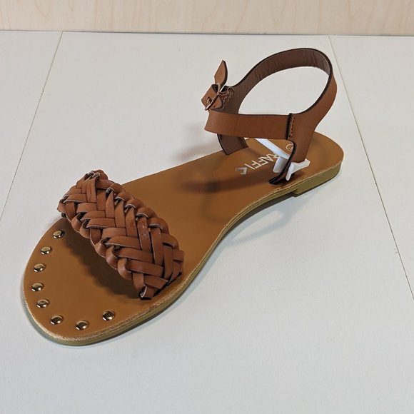 Traffic Women Jazzy Studded Decor Braid Ankle Strap Summer Sandals - Tan - Picture 3 of 6